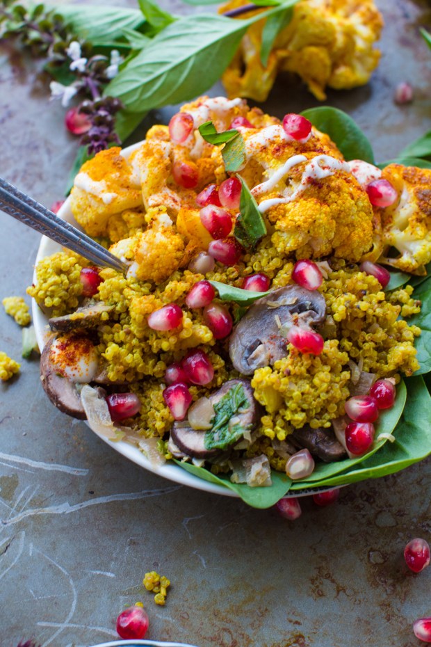 Coconut Curry Quinoa With Mushrooms, Lemongrass and Roasted Cauliflower | plantcrush.co