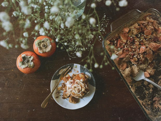 Citrus Persimmon Bread Pudding